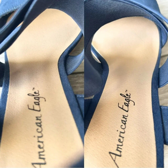 American Eagle Ryan Blue Cork Wedge Sandals - Picture 11 of 13